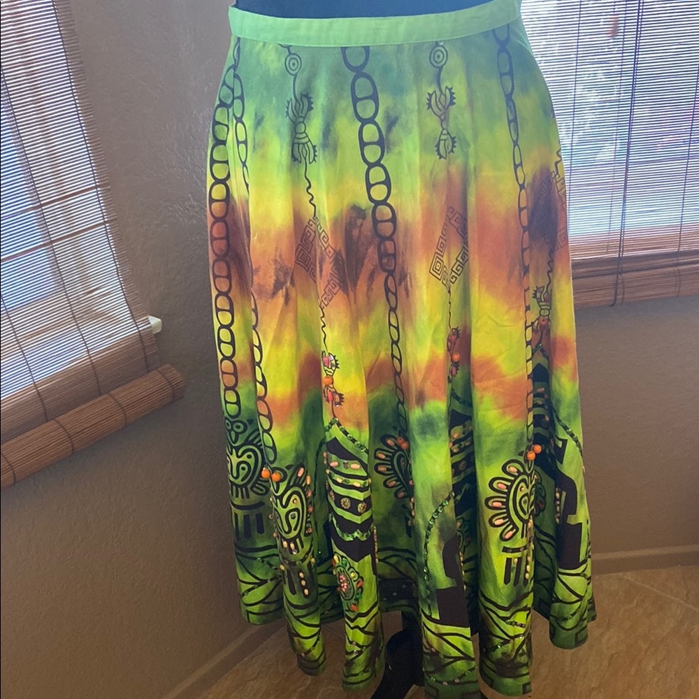 Vibrant Green Tie-Dye Skirt